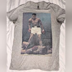 Muhammad Ali Graphic Print Mens Large Gray Short‎ Sleeve T-shirt